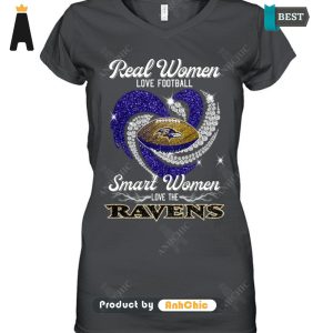 NEW Real Women Loves Football Smart Women Loves The Ravens Urban Streetwear T-Shirt