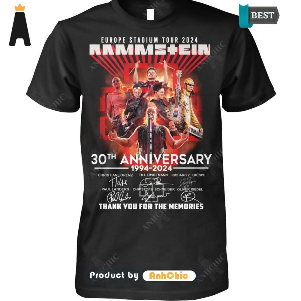 BEST-SELLING Rammstein Europe Stadium Tour 2024 30th Anniversary 1994-2024 Thank You For The Memories Hot Summer T-Shirt