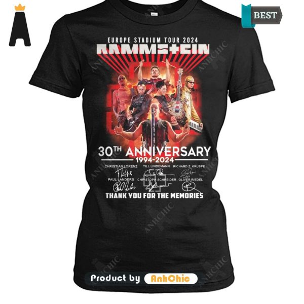 BEST-SELLING Rammstein Europe Stadium Tour 2024 30th Anniversary 1994-2024 Thank You For The Memories Hot Summer T-Shirt