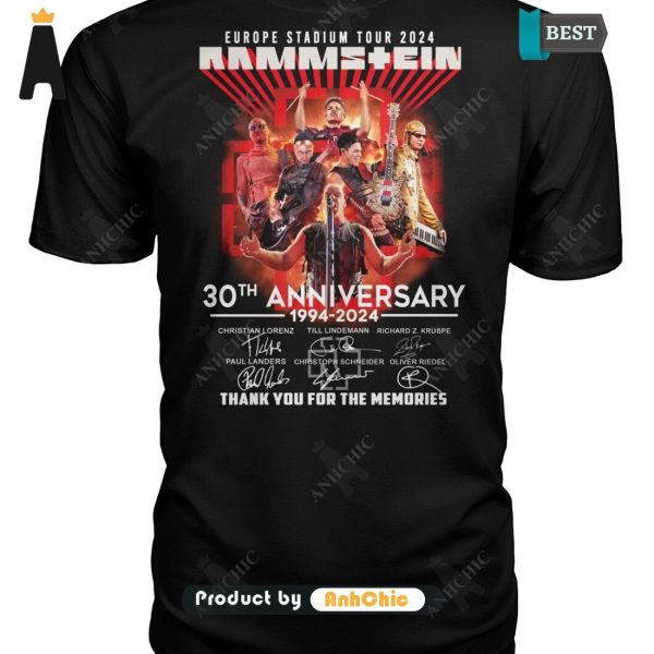 BEST-SELLING Rammstein Europe Stadium Tour 2024 30th Anniversary 1994-2024 Thank You For The Memories Hot Summer T-Shirt