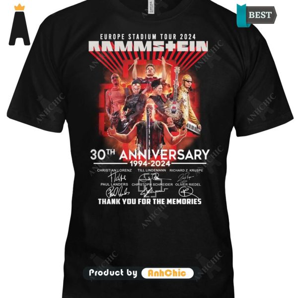 BEST-SELLING Rammstein Europe Stadium Tour 2024 30th Anniversary 1994-2024 Thank You For The Memories Hot Summer T-Shirt