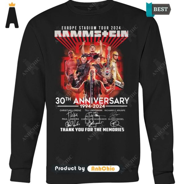 BEST-SELLING Rammstein Europe Stadium Tour 2024 30th Anniversary 1994-2024 Thank You For The Memories Hot Summer T-Shirt