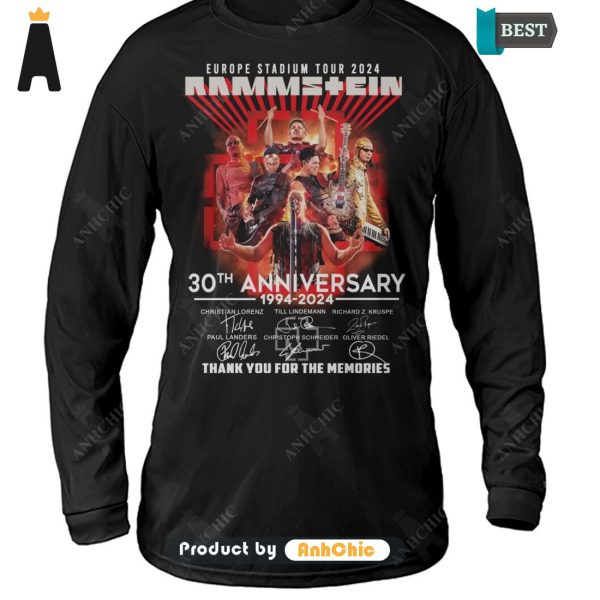 BEST-SELLING Rammstein Europe Stadium Tour 2024 30th Anniversary 1994-2024 Thank You For The Memories Hot Summer T-Shirt