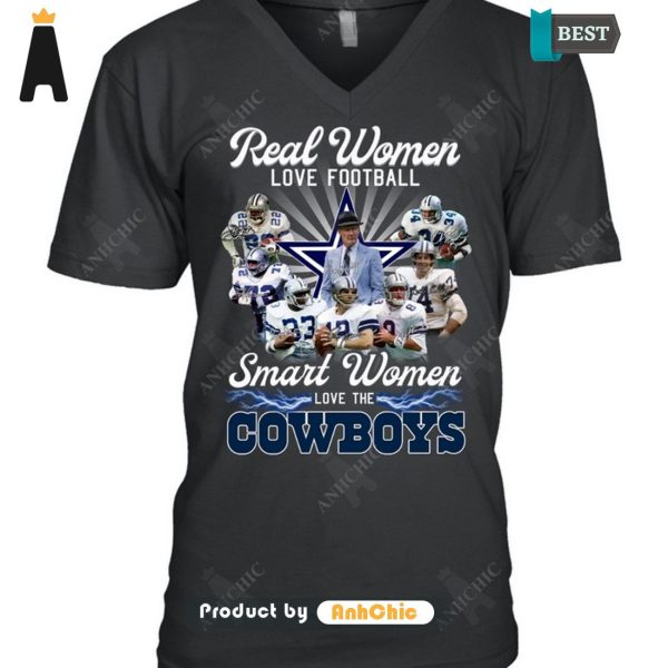 HOT FASHION Real Women Love Football Smart Women Love The COWBOYS Hot Summer T-Shirt