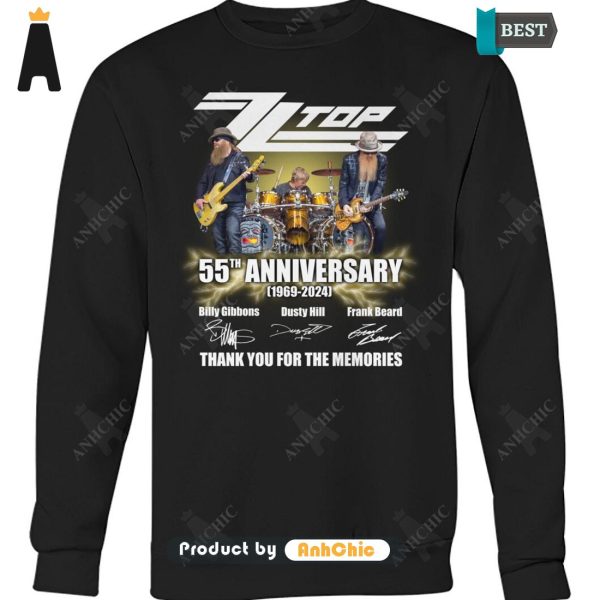 HOT TREND ZZ TOP 55TH ANNIVERSARY 1969-2024 THANK YOU FOR THE MEMORIES Fusion Fashion T-Shirt