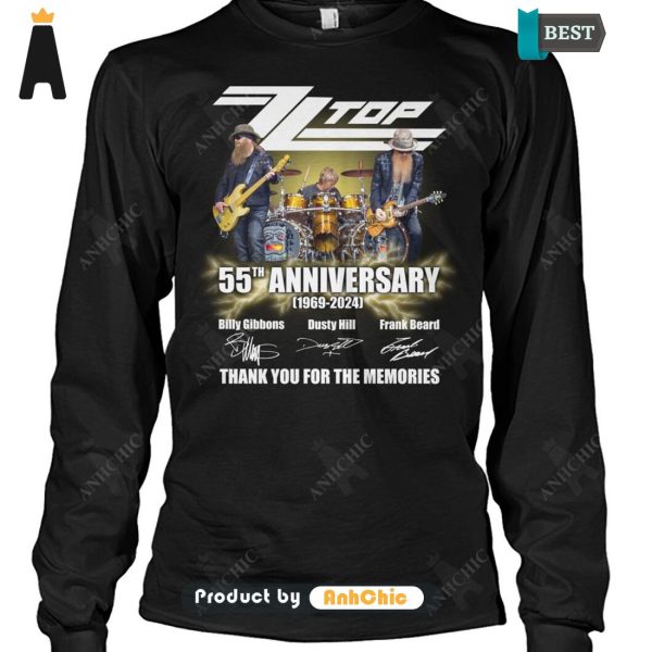 HOT TREND ZZ TOP 55TH ANNIVERSARY 1969-2024 THANK YOU FOR THE MEMORIES Fusion Fashion T-Shirt