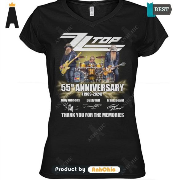 HOT TREND ZZ TOP 55TH ANNIVERSARY 1969-2024 THANK YOU FOR THE MEMORIES Fusion Fashion T-Shirt