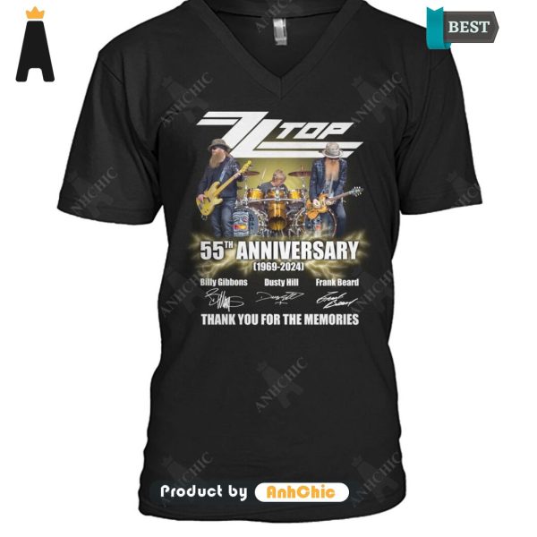 HOT TREND ZZ TOP 55TH ANNIVERSARY 1969-2024 THANK YOU FOR THE MEMORIES Fusion Fashion T-Shirt