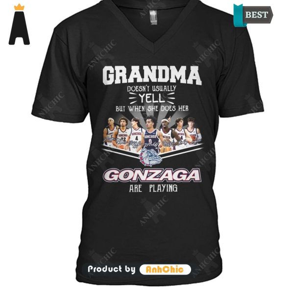 LIMITED Grandma Doesn’t Usually Yell  But When She Does Her GONZAGA Are Playing POD Design T-Shirt