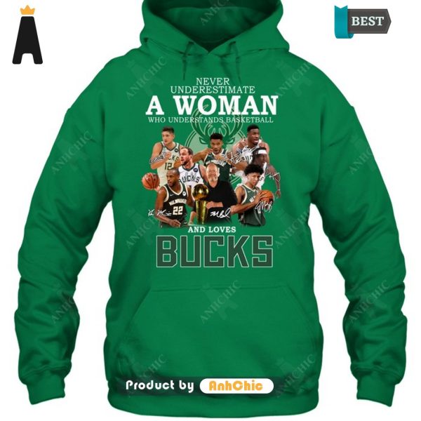 LIMITED Never Underestimate A Woman Who Understands Basketball And Loves Bucks POD Design T-Shirt