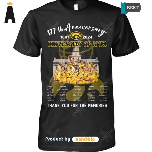 LIMITED University Of IOWA 177th Anniversary 1847-2024 Thank You For The Memories Fusion Fashion T-Shirt