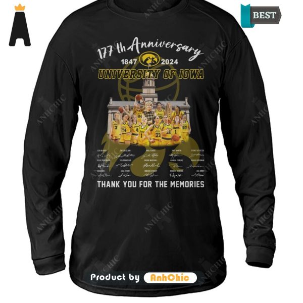 LIMITED University Of IOWA 177th Anniversary 1847-2024 Thank You For The Memories Fusion Fashion T-Shirt