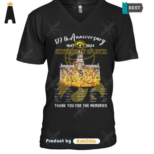 LIMITED University Of IOWA 177th Anniversary 1847-2024 Thank You For The Memories Fusion Fashion T-Shirt