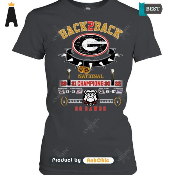 LUXURY Georgia Bulldogs Back2Back National Champions Go DAWGS Street Style Elegance T-Shirt, Long Sleeve, SweatShirt, Polo, Hoodie