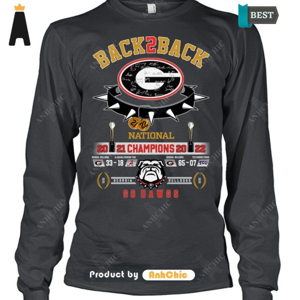 LUXURY Georgia Bulldogs Back2Back National Champions Go DAWGS Street Style Elegance T-Shirt, Long Sleeve, SweatShirt, Polo, Hoodie