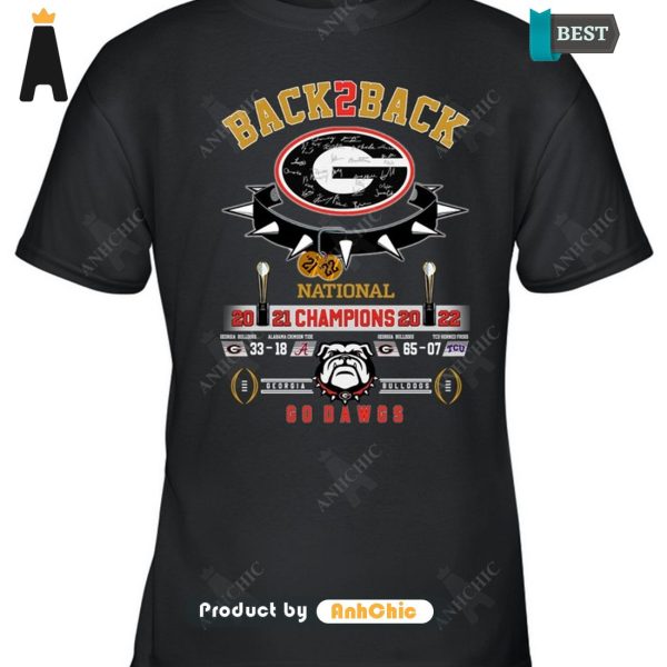 LUXURY Georgia Bulldogs Back2Back National Champions Go DAWGS Street Style Elegance T-Shirt, Long Sleeve, SweatShirt, Polo, Hoodie