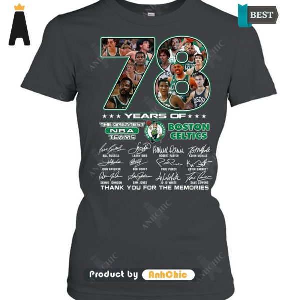 [MODERN] Boston Celtics 78 Years Of The Greatest NBA Teams Thank You For The Memories Trending Collection T-Shirt, Long Sleeve, SweatShirt, Polo, Hoodie