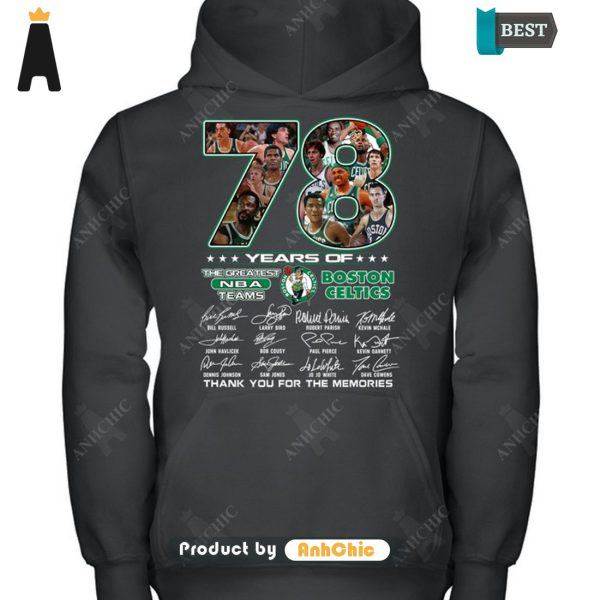 [MODERN] Boston Celtics 78 Years Of The Greatest NBA Teams Thank You For The Memories Trending Collection T-Shirt, Long Sleeve, SweatShirt, Polo, Hoodie