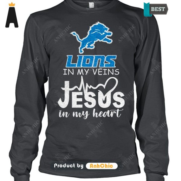 [NEW ARRIVAL] Lions In My Veins Jesus In My Heart Trending Collection T-Shirt, Long Sleeve, SweatShirt, Polo, Hoodie