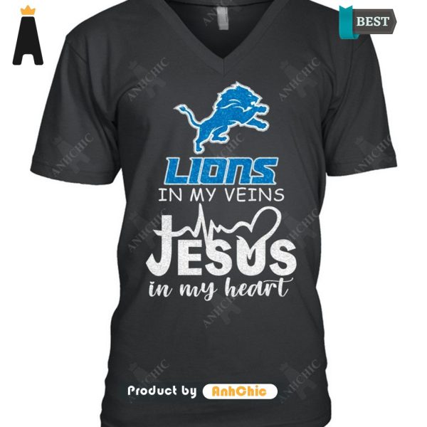 [NEW ARRIVAL] Lions In My Veins Jesus In My Heart Trending Collection T-Shirt, Long Sleeve, SweatShirt, Polo, Hoodie