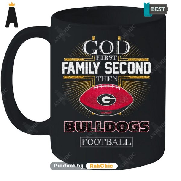 NEW God First Family Second Then Bulldogs Football All over Printed T-Shirt, Long Sleeve, SweatShirt, Polo, Hoodie