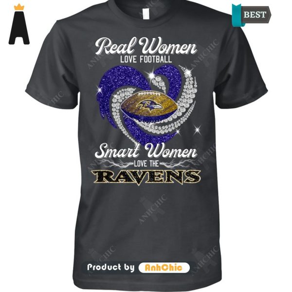 NEW Real Women Loves Football Smart Women Loves The Ravens Urban Streetwear T-Shirt