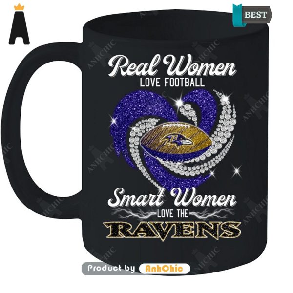 NEW Real Women Loves Football Smart Women Loves The Ravens Urban Streetwear T-Shirt