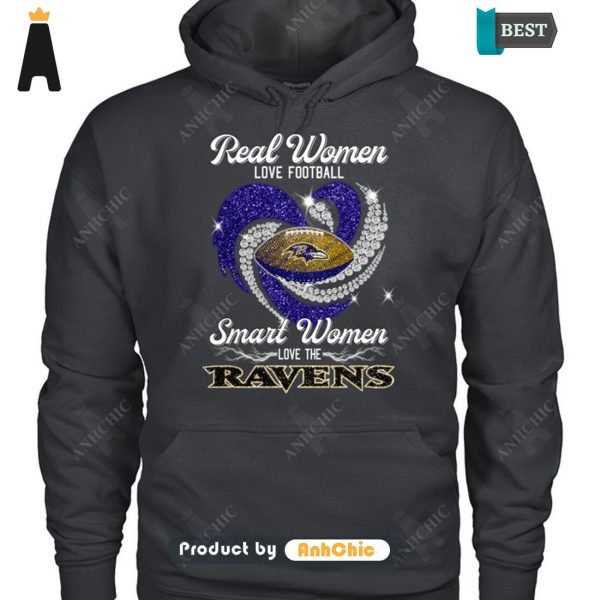 NEW Real Women Loves Football Smart Women Loves The Ravens Urban Streetwear T-Shirt