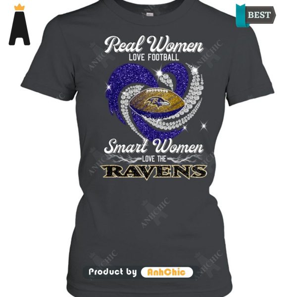 NEW Real Women Loves Football Smart Women Loves The Ravens Urban Streetwear T-Shirt