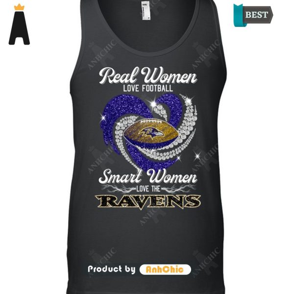 NEW Real Women Loves Football Smart Women Loves The Ravens Urban Streetwear T-Shirt