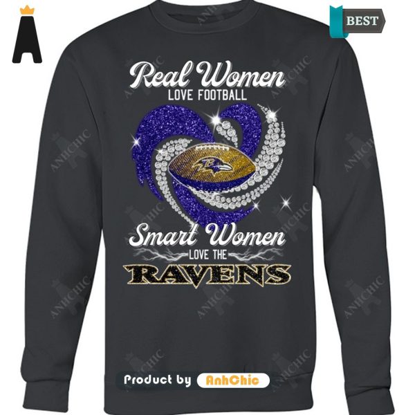 NEW Real Women Loves Football Smart Women Loves The Ravens Urban Streetwear T-Shirt