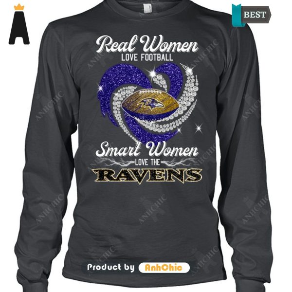 NEW Real Women Loves Football Smart Women Loves The Ravens Urban Streetwear T-Shirt