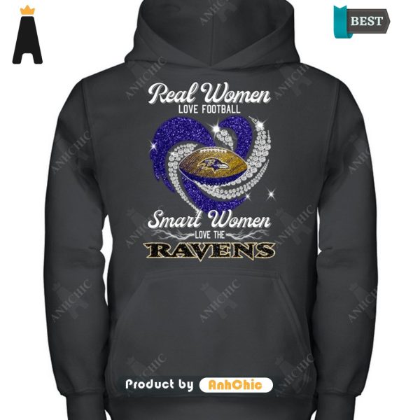 NEW Real Women Loves Football Smart Women Loves The Ravens Urban Streetwear T-Shirt