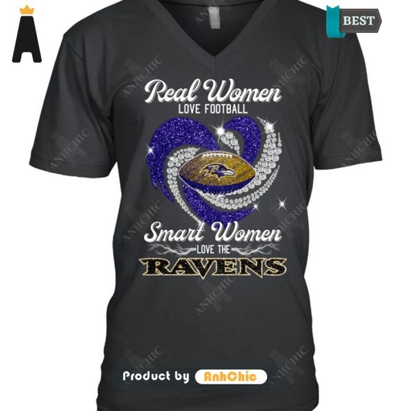 NEW Real Women Loves Football Smart Women Loves The Ravens Urban Streetwear T-Shirt