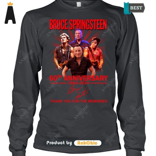 PREMIUM Bruce Springsteen 60th Anniversary 1964-2024 Thank You For The Memories Signature Series T-Shirt, Long Sleeve, SweatShirt, Polo, Hoodie