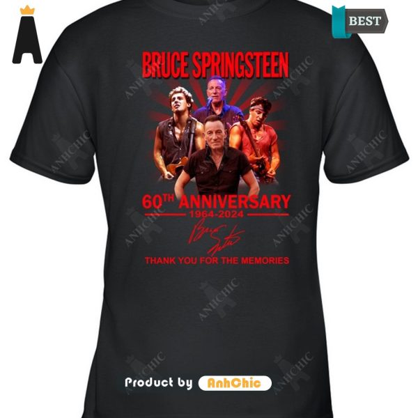 PREMIUM Bruce Springsteen 60th Anniversary 1964-2024 Thank You For The Memories Signature Series T-Shirt, Long Sleeve, SweatShirt, Polo, Hoodie