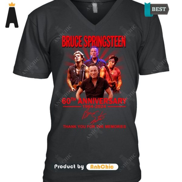 PREMIUM Bruce Springsteen 60th Anniversary 1964-2024 Thank You For The Memories Signature Series T-Shirt, Long Sleeve, SweatShirt, Polo, Hoodie