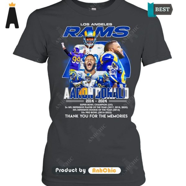 [PREMIUM] Los Angeles RAMS Aaron Dalnald 2014-2024 Thank You For The Memories POD Design T-Shirt, Long Sleeve, SweatShirt, Polo, Hoodie