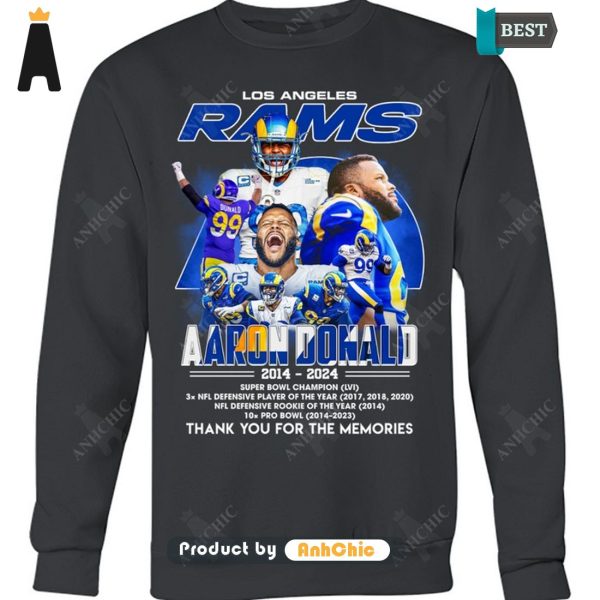 [PREMIUM] Los Angeles RAMS Aaron Dalnald 2014-2024 Thank You For The Memories POD Design T-Shirt, Long Sleeve, SweatShirt, Polo, Hoodie