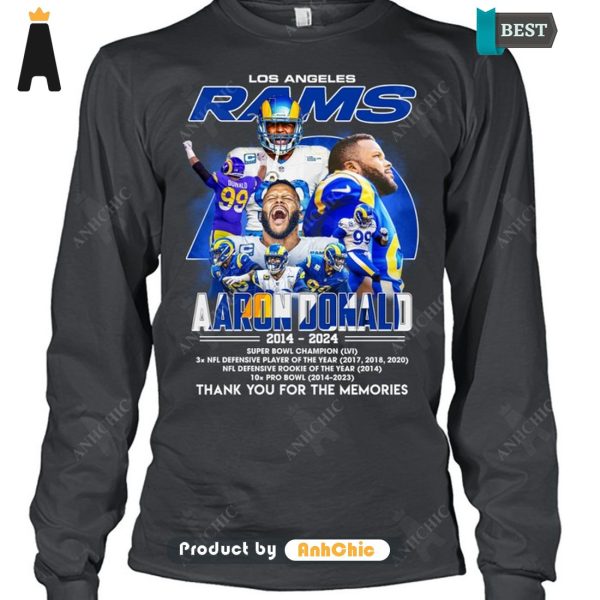 [PREMIUM] Los Angeles RAMS Aaron Dalnald 2014-2024 Thank You For The Memories POD Design T-Shirt, Long Sleeve, SweatShirt, Polo, Hoodie