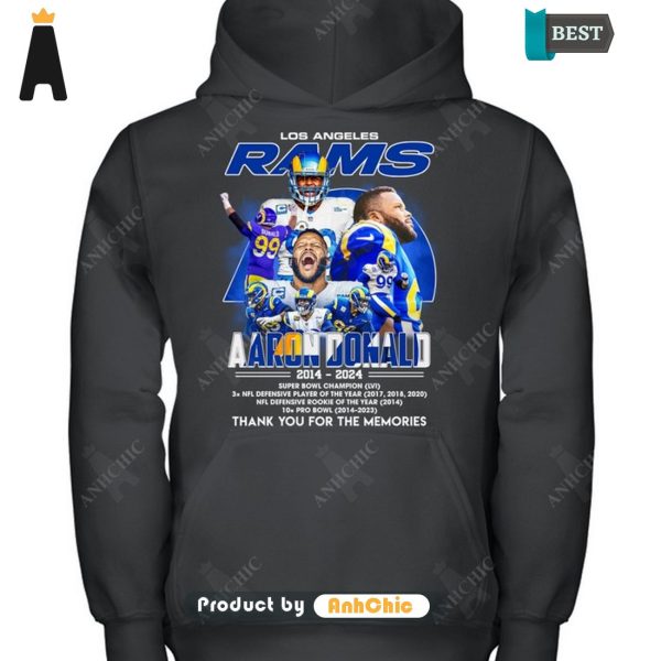 [PREMIUM] Los Angeles RAMS Aaron Dalnald 2014-2024 Thank You For The Memories POD Design T-Shirt, Long Sleeve, SweatShirt, Polo, Hoodie