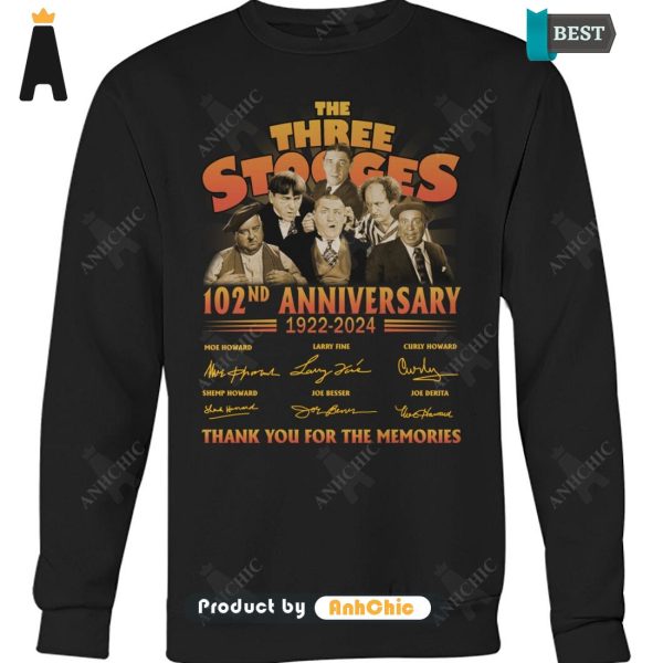 TRENDING The Three Stooges 102nd Anniversary 1922-2024 Thank You For The Memories Limitted Edition T-Shirt, Hoodie, Polo, SweatShirt