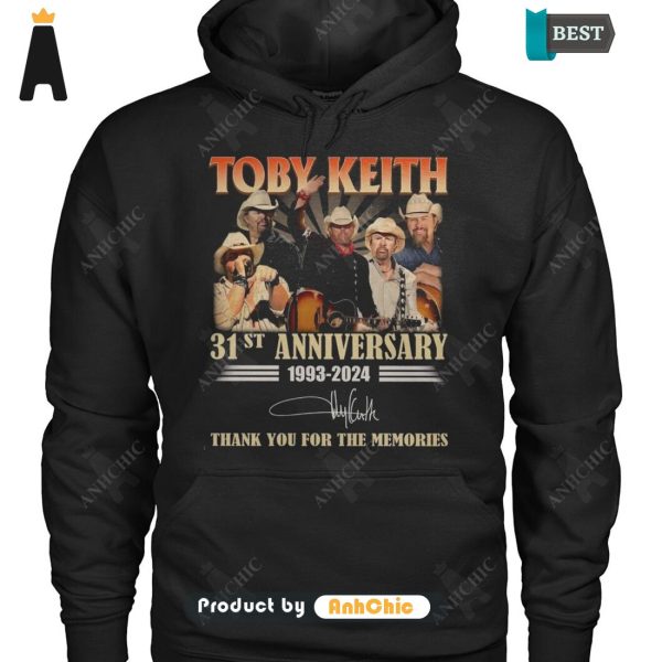 [TRENDY] Toby Keith 31st Anniversary 1993-2024 Thank You For The Memories Urban Streetwear Hoodie