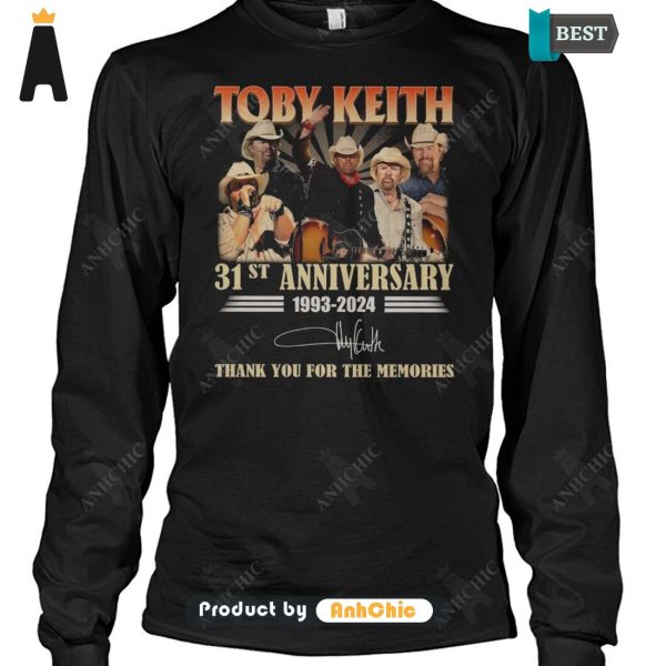 [TRENDY] Toby Keith 31st Anniversary 1993-2024 Thank You For The Memories Urban Streetwear Hoodie