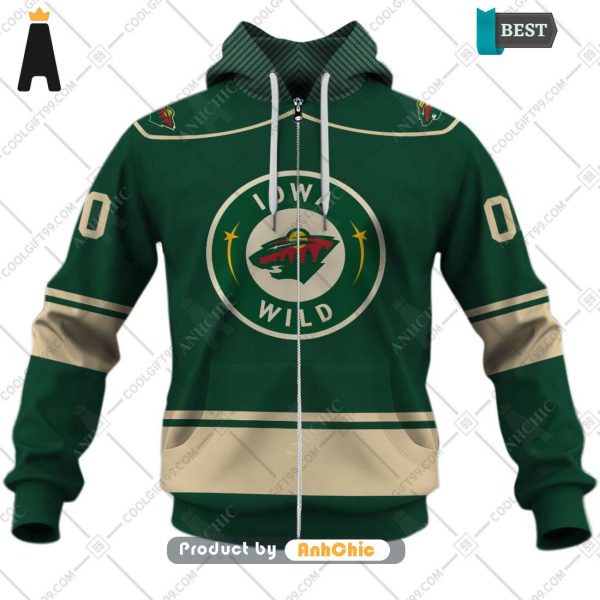 UNIQUE Personalized AHL Iowa Wild Color jersey Style  Urban Streetwear 3D Hoodie