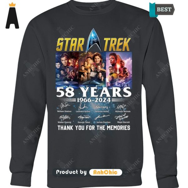 UNIQUE Star Trek 58 Years 1966-2024 Thank You For The Memories Street Style Elegance T-Shirt, Long Sleeve, SweatShirt, Polo, Hoodie