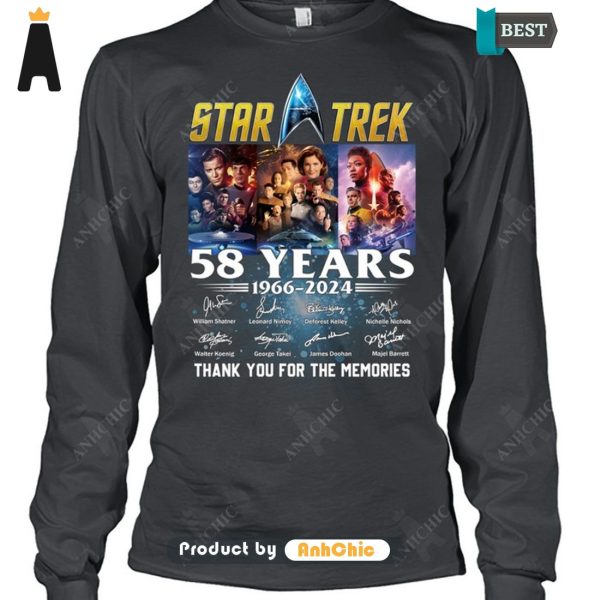 UNIQUE Star Trek 58 Years 1966-2024 Thank You For The Memories Street Style Elegance T-Shirt, Long Sleeve, SweatShirt, Polo, Hoodie