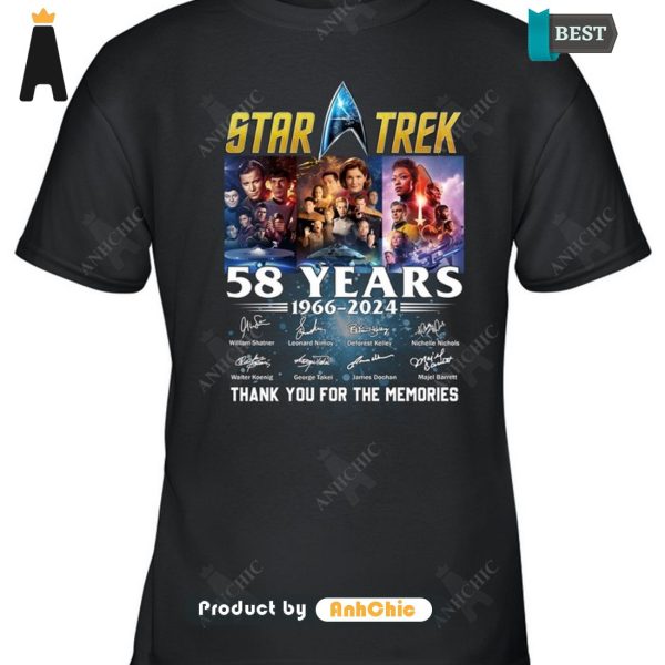 UNIQUE Star Trek 58 Years 1966-2024 Thank You For The Memories Street Style Elegance T-Shirt, Long Sleeve, SweatShirt, Polo, Hoodie