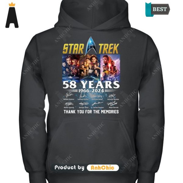 UNIQUE Star Trek 58 Years 1966-2024 Thank You For The Memories Street Style Elegance T-Shirt, Long Sleeve, SweatShirt, Polo, Hoodie